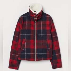 H&M Divided Felted Red Check Jacket